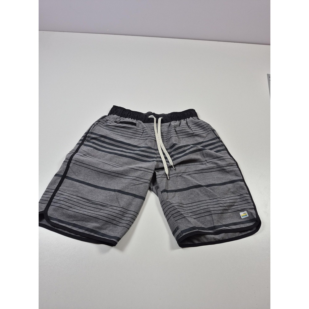 Vuori Shorts Mens Small Gray Striped Swim Trunks Elastic Waist V Cycled